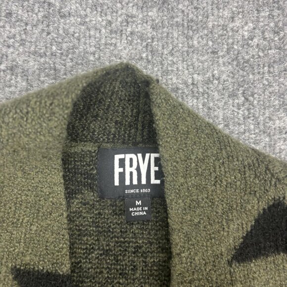 Frye Cardigan Sweater Womens Medium Green Southwestern Aztec Open Front Pockets - Picture 2 of 6